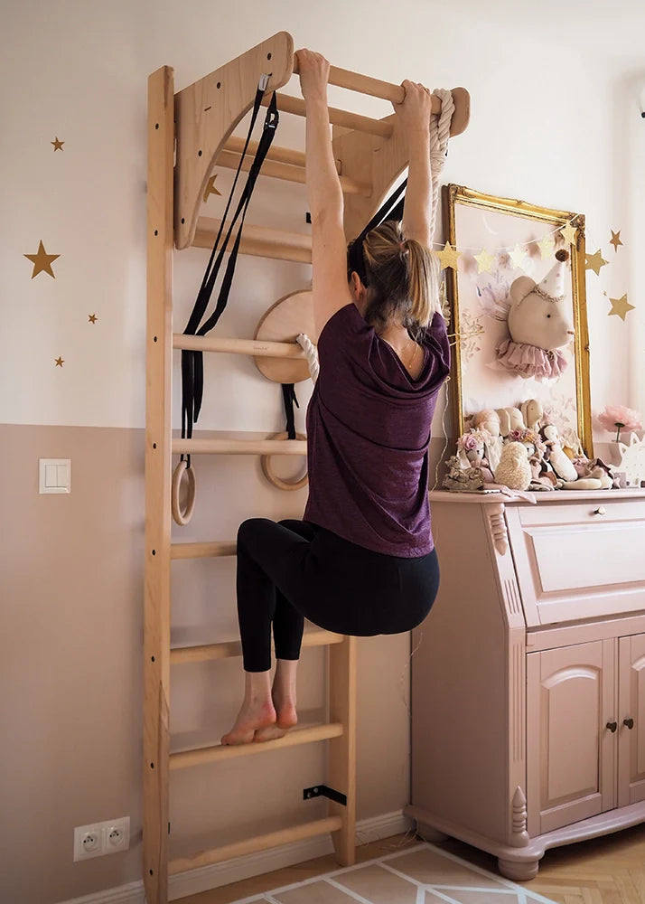 Rehabilitation wall bars at home for a child and an adult