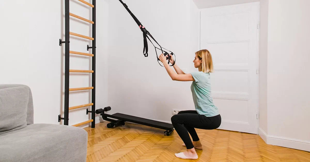 Exercise after cesarean on gymnastic wall bars