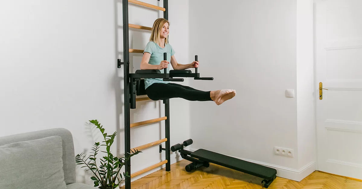 Exercise at home on a gymnastic wall bars - an idea for training