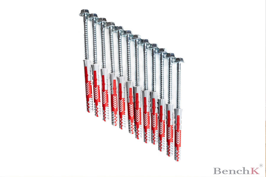 BenchK PS12 - Fischer 10 × 80 expansion plugs with BenchK wall bars screws (12 pcs.)